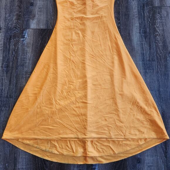 Retrofete Orange Maxi Dress Pearl Halter Size Small Sample - Picture 4 of 11